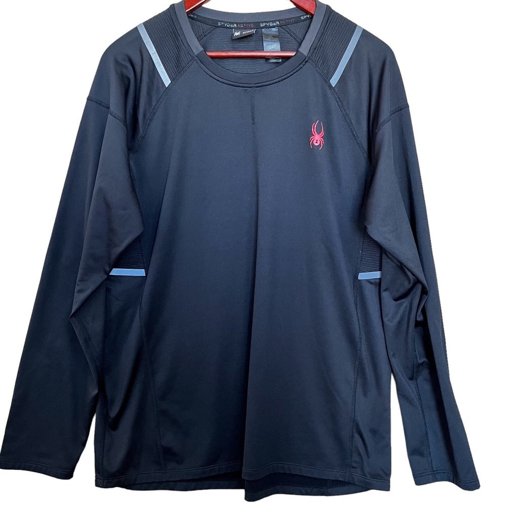 Spyder Active Pullover Mens XL Black Long Sleeve Workout Training Shirt